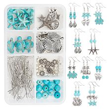 SUNNYCLUE Ocean Theme Dangle Earrings DIY Making Kits, Including Alloy Pendants & Links & Beads, Synthetic Turquoise & Howlite Beads, Brass Pins & Earring Hooks, Antique Silver, Pendant & Link & Bead: 20Pcs/set