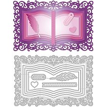 GLOBLELAND Book and Bookmark Metal Cutting Dies Die Cuts for DIY Scrapbooking Wedding Birthday Valentine's Day Cards Making Album Envelope Decoration,Matte Platinum