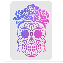 FINGERINSPIRE Skull Drawing Painting Stencils Templates 11.6x8.3 Inch Plastic Stencils Decoration Square Reusable Stencils for Painting on Wood, Floor, Wall and Fabric