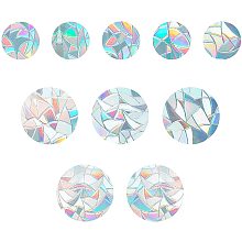 GORGECRAFT Round Window Clings Static Rainbow Glass Stickers Window Alert Decals Sun Catcher Decorations Non Adhesive Prismatic Vinyl for Prevent Stop Birds(10PCS)