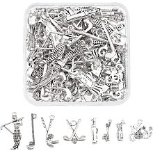 Arricraft 80 Pcs 8 Styles Zinc Alloy Pendants, Golf Theme Necklace Bracelet Pendants Antique Silver Metal Charms Pendants for DIY Bracelet Necklace Jewelry Making