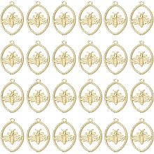 SUNNYCLUE 1 Box 30Pcs Bee Charm Pendants Golden Plated Oval Alloy Honeybee Flying Animal Insect Vintage Baroque Style Pendant for Jewelry Making Charms Bracelets Earrings Crafts Findings