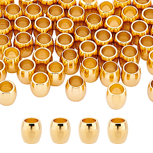 DICOSMETIC 50Pcs 6mm Stainless Steel Golden European Beads Large Hole Beads Barrel Spacer Beads Loose Beads Fit for Jewelry Making DIY Findings,Hole：4mm