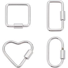 UNICRAFTALE 4pcs 4 Style Stainless Steel Color Screw Carabiner Lock Charms 304 Stainless Steel Screw Locking Keychain Carabiner Charm Oval Heart Keychain Clip for Women Jewelry Making Supplies