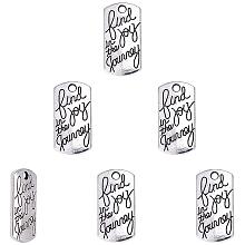 PandaHall Elite 80ps Inspirational Charms Pendants Antique Silver Inspiration Message Word Charms Connector for Crafting Jewelry Making, Find Joy in The Journey