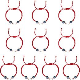 CHGCRAFT 10Pcs Adjustable Braided Nylon Thread Link Bracelets Resin Evil Eye Bracelet Resin Bead Flat Knot Half-Finished Bracelet with Brass Beads and Jump Rings for DIY Bracelet Making