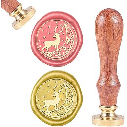 CRASPIRE Wax Seal Stamp Elk on The Moon Vintage Wax Sealing Stamp Animals Retro 25mm Removable Brass Seal Head Wooden Handle for Envelopes Invitations Wine Packages Greeting Cards Wedding