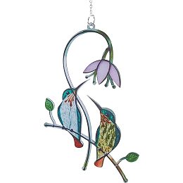 GORGECRAFT Stained Bird Glass Window Hanging Bird Shade Ornament Suncatcher for Halloween Home Decor Birthday Memorial Wishes Gift Living Room Bedroom Holiday Party Decoration