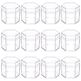 BENECREAT Plastic Transparent Hexagon Storage Box, for Candy, Biscuit, Clear, 56x50x50mm, Inner Diameter: 45mm