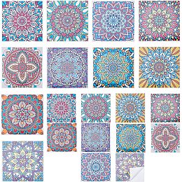 arricraft 20 Pcs Decorative Tile Stickers Set, 4x4 & 6x6 Inches Vinyl Tile Look Stickers Mandala Pattern Paper Stickers for Living Room TV Wall Bathroom & Kitchen Backsplash Decoration