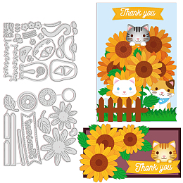 GLOBLELAND 2pcs Sunflowers Cutting Dies Metal Cats Leaves Embossing Stencils Die Cuts for Paper Card Making Decoration DIY Scrapbooking Album Craft Decor