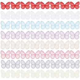 GORGECRAFT 64Pcs 8 Colors Butterfly Lace Trim Embroidery Butterflies Appliques Sew Iron On Patch Organza Patches Sewing Fabric Embellishments for Wedding Bridal Hair Clothes Dress Decor DIY Craft