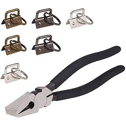 Arricraft 1.7 Inch Key Fob Hardware with Key Rings Sets Key Chain Fob Wristlet Hardware with Adjustable Key Fob Pliers for Lanyard Ribbon Fabric Hand Craft