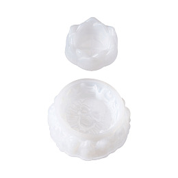 Honeyhandy DIY Silicone Ashtray & Candle Holder Molds, Resin Casting Molds, for UV Resin, Epoxy Resin Jewelry Making, Flat Round with Skull & Lotus, White, 130x53mm & 85x40mm,  Inner Diameter: 45mm & 95mm, 2pcs/set