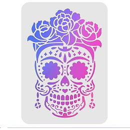 FINGERINSPIRE Skull Drawing Painting Stencils Templates 11.6x8.3 Inch Plastic Stencils Decoration Square Reusable Stencils for Painting on Wood, Floor, Wall and Fabric