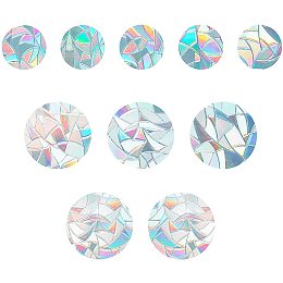 GORGECRAFT Round Window Clings Static Rainbow Glass Stickers Window Alert Decals Sun Catcher Decorations Non Adhesive Prismatic Vinyl for Prevent Stop Birds(10PCS)