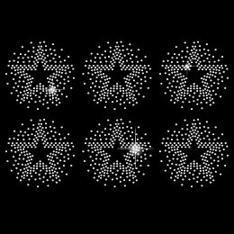 SUPERDANT Stars Iron on Rhinestone Heat Transfer Crystal Decor 6 Pieces Pentagram Stars Clear Bling DIY Patch Clothing Repair Hot Fix Applique for T-Shirts Vest Shoes Hat Jacket Decorations