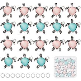 SUNNYCLUE 1 Box 40Pcs 20 Sets Turtle Charms Tortoise Charm Ocean Sea Animal Charm Imitation Acrylic Rhinestone Turtles Charms 20Pcs Jump Rings Summer Charms for Jewelry Making Charm DIY Supplies