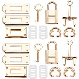 WADORN 20pcs Alloy Bag Lock Clasp Set, Purse Closure Hardware DIY Bag Making Lock Fastener D Ring Chain Connector Accessories for DIY Leather Crafts Shoulder Bag Repair Replacement, 2 Sets