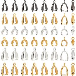 NBEADS 120 Pcs 6 Styles Brass Pendant Pinch Bails, Ice Pick Pinch Bail Bead Pendant Connector Filigree Rack Plating Jewelry Clasps for Jewelry Making Buckles Charm