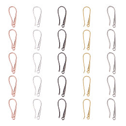 PandaHall Elite About 50 Pcs Brass Earring Hook Ear Wires with Loop 23x9x2.5mm for Jewelry Making 5 Colors