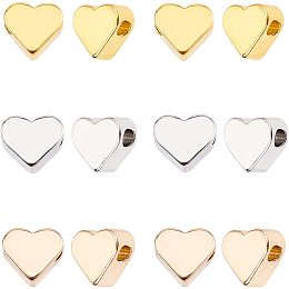 PandaHall Elite 3 Color Heart Spacer Beads 60pcs Metal Heart Shaped Loose Bead for Jewelry Making Earring Bracelets Necklace DIY Craft(Gold, Rose Gold, Platinum)