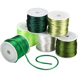 PandaHall Elite 2mm Green Satin Nylon Trim Cord, Rattail Silk Cord String Christmas Tree Beading String for Macrame Necklace Friendship Bracelets Kumihimo Dream Catchers Braid Hair St. Patrick 65 Yards