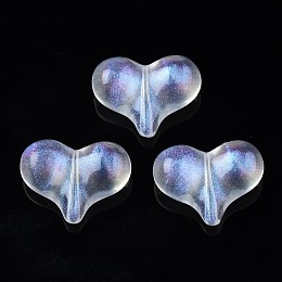Honeyhandy Transparent Acrylic Beads, Glitter Powder, Heart, Clear, 17x23x8.5mm, Hole: 1.2mm, about 275pcs/500g
