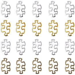 PandaHall Elite 60 pcs 4 Colors Tibetan Style Alloy Autism Awareness Charms Puzzle Piece Metal Link for Bracelet Jewelry DIY Craft Making