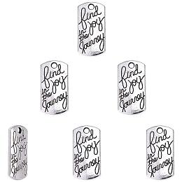 PandaHall Elite 80ps Inspirational Charms Pendants Antique Silver Inspiration Message Word Charms Connector for Crafting Jewelry Making, Find Joy in The Journey