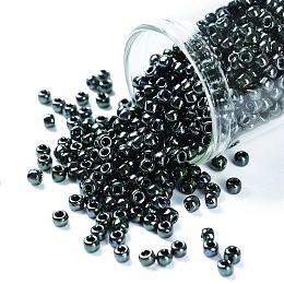 TOHO Round Seed Beads, Japanese Seed Beads, (89) Metallic Moss, 8/0, 3mm, Hole: 1mm, about 222pcs/10g