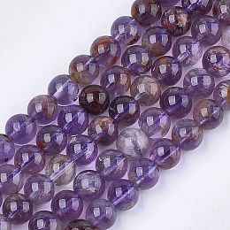 Arricraft Natural Purple Lodolite Quartz/Purple Phantom Quartz Beads Strands, Round, 8mm, Hole: 1mm, about 23~25pcs/strand, 7.6 inches