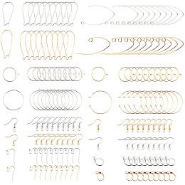 SUNNYCLUE Brass Earrings Findings Kits, Earring Hooks & Leverback Earring Finding, for DIY Earrings, Platinum & Golden, 170pcs/box