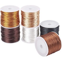 Nylon Rattail Satin Cord, Beading String, for Chinese Knotting, Jewelry Making, Mixed Color, 1.5mm; about 15m/roll, 6 colors, 1roll/color, 6rolls