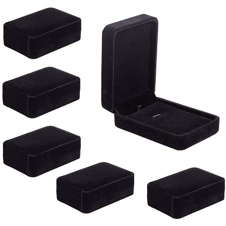 BENECREAT 6 Packs 4x2.8x1.45 Black Velvet Jewelry Box Rectangle Jewelry Box for Necklace Pendant, Wedding Engagement and Gift Favors