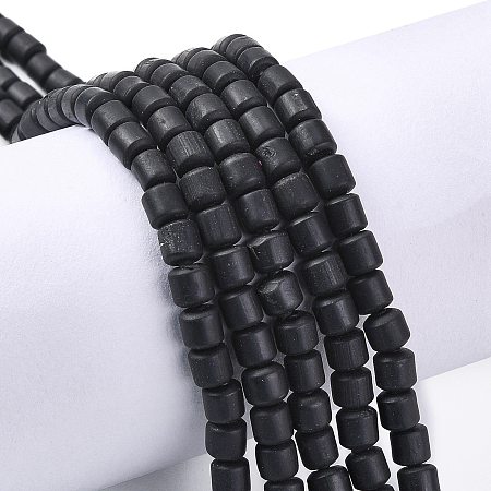 ARRICRAFT Handmade Polymer Clay Bead Strands, Column, Black, 6.5x6mm, Hole: 1.2mm, about 61pcs/strand, 15.75 inches(40cm)