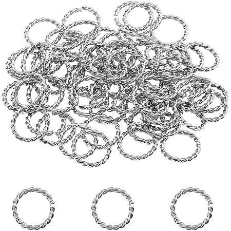 Unicraftale 304 Stainless Steel Jump Rings, Open Jump Rings, Twisted, with Bead Container, Stainless Steel Color, 12x1.5mm; Inner Diameter: 9mm, about 100pcs/box