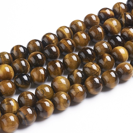 ARRICRAFT Round Tiger Eye Beads Strands, Grade AB+, Dark Goldenrod, 10mm, Hole: 1mm, about 40pcs/strand