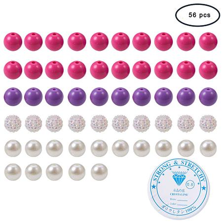 SUNNYCLUE 1 Set DIY Chunky Beads Bubblegum Necklace Bracelet Set Arts and Craft Making Kit, Rose & Purple