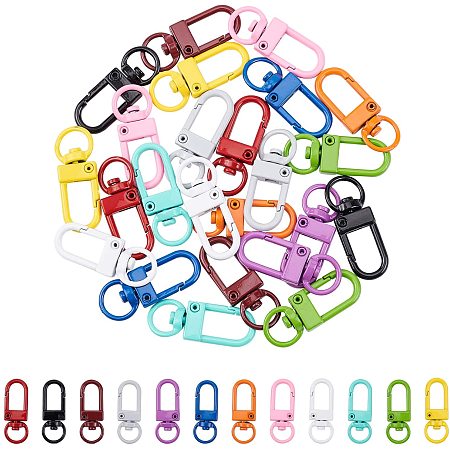 PandaHall Elite 24 Pieces 12 Colors Metal Lobster Claw Clasps Swivel Lanyards Trigger Snap Hooks Strap for Keychain Key Rings DIY Bags Jewelry Findings Crafts