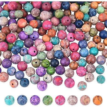OLYCRAFT 200pcs 8 Colors Natural American Turquoise Beads 6mm Dyed Turquoise Beads Colorful Beads Round Loose Beads Energy Stone for Bracelet Necklace Jewelry Making
