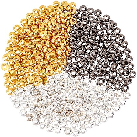 SUPERFINDINGS 450Pcs 3 Colors 5mm Brass Spacer Beads Heishi Spacer Beads Brass Rondelle Spacer Beads Metal Spacers Beads with 1.5-2mm Hole for Jewelry Making DIY Craft