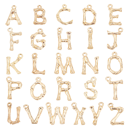PandaHall Elite 26pcs Alphabet Letter Charms 18K Gold Plated A~Z Pendants Initial Letter Charms Brass ABC Charm for Jewelry Bracelet Earring Necklace Making DIY Crafting