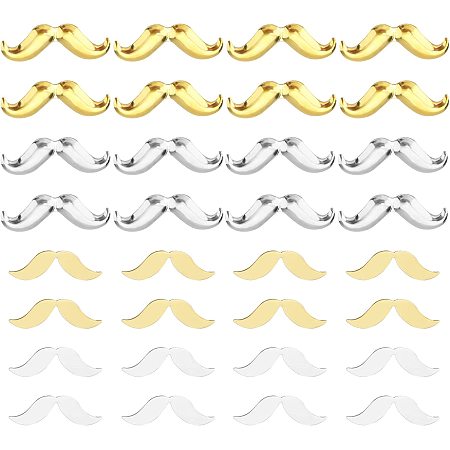 OLYCRAFT 600 Pcs Mustache Resin Fillers 4 Colors Brass Cabochons Epoxy Resin Supplies Accessories for Nail Arts Resin and Jewelry Making