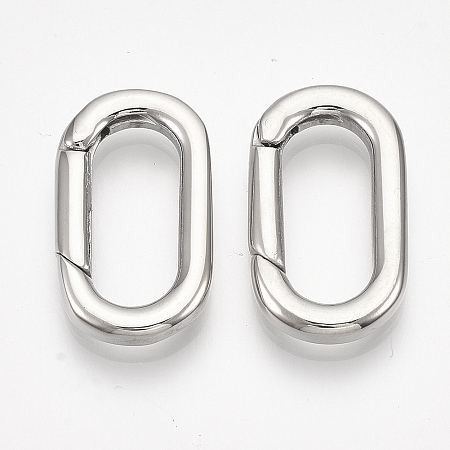 Honeyhandy 304 Stainless Steel Spring Gate Rings, Oval Rings, Stainless Steel Color, 22.5x13x3mm, Inner Diameter: 16.5x7mm