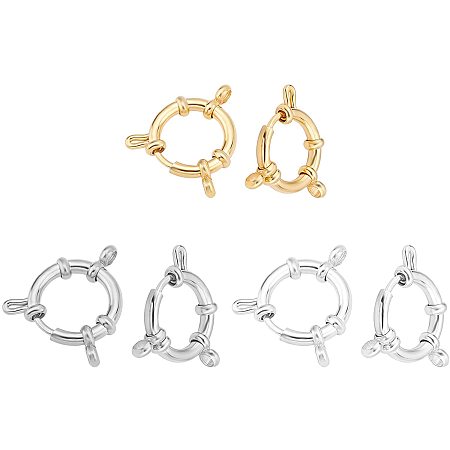 UNICRAFTALE 6pcs 3 Colors Spring Ring Clasps Stainless Steel Spring Ring Clasps Mixed Color Jewelry Clasp for DIY Jewelry Making, 16-18mm