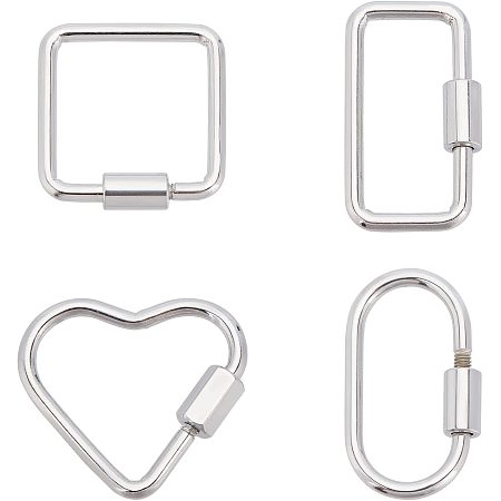 UNICRAFTALE 4pcs 4 Style Stainless Steel Color Screw Carabiner Lock Charms  304 Stainless Steel Screw Locking Keychain Carabiner Charm Oval Heart  Keychain Clip for Women Jewelry Making Supplies 