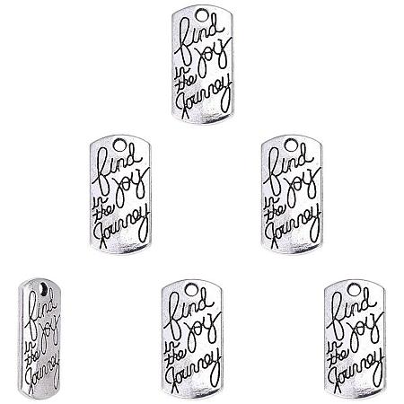 PandaHall Elite 80ps Inspirational Charms Pendants Antique Silver Inspiration Message Word Charms Connector for Crafting Jewelry Making, Find Joy in The Journey