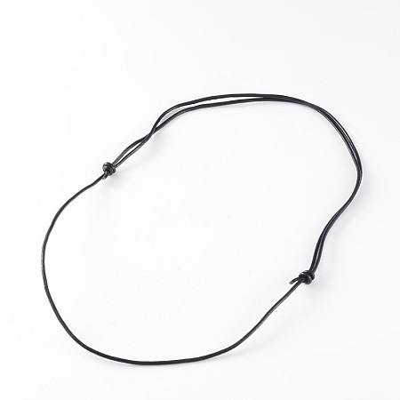 Honeyhandy Adjustable Cowhide Leather Cord Necklace Making, Black, 18.5 inch