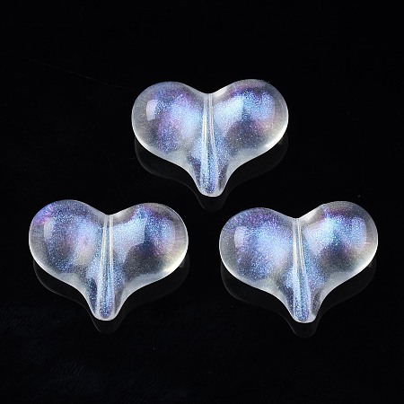 Honeyhandy Transparent Acrylic Beads, Glitter Powder, Heart, Clear, 17x23x8.5mm, Hole: 1.2mm